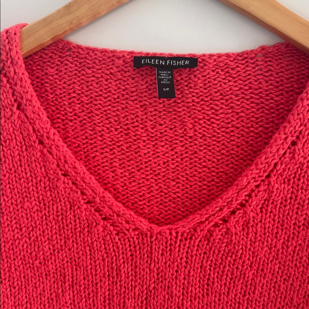 Eileen Fisher Sweater Womens Small Organic Cotton Knit Coral Long Sleeve - Picture 7 of 12